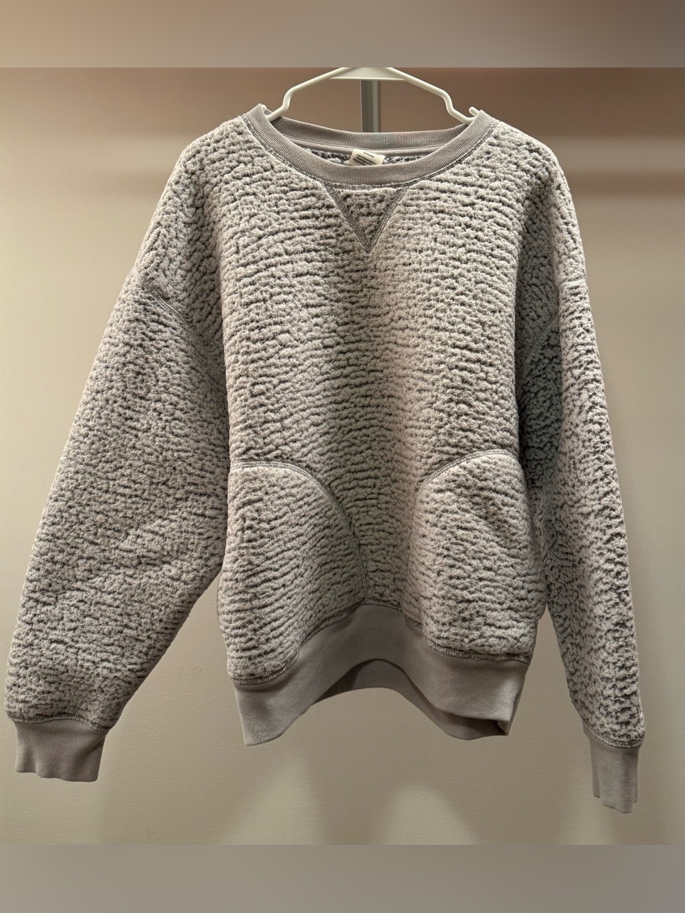 PINK Victoria's Secret Gray Sherpa Crewneck Sweater